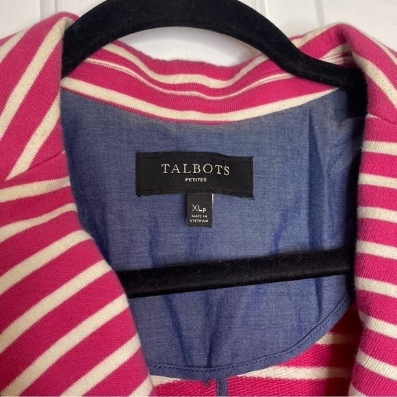 TALBOTS Jacket, Pink & White Nautical Striped Blazer XLP extra large petite - Picture 3 of 6